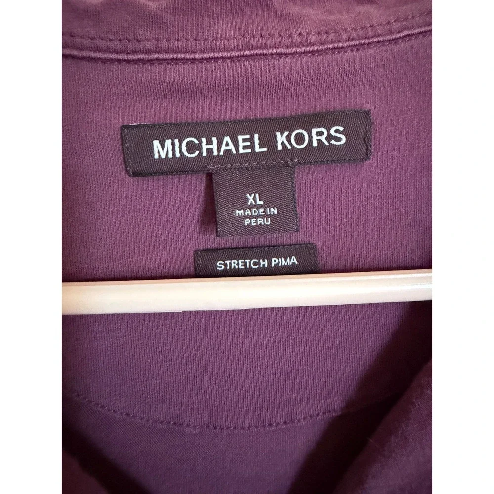 Michael Kors Mens XL‎ Purple Stretch Pima Cotton Short Sleeve Polo Shirt